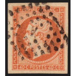 n°16, Napoléon non-dentelé, 40c orange-foncé, oblitéré Bureau A - SUPERBE