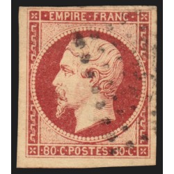 n°17A, Napoléon non-dentelé, 80c carmin, oblitéré, signé CALVES - TB