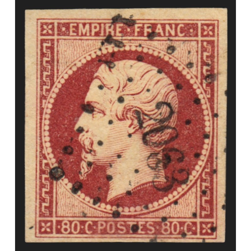 n°17A, Napoléon non-dentelé, 80c carmin, oblitéré PC 2063 MONTAUBAN - TB