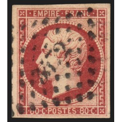 n°17A, Napoléon non-dentelé, 80c carmin, oblitéré Petits Chiffres - TB D'ASPECT