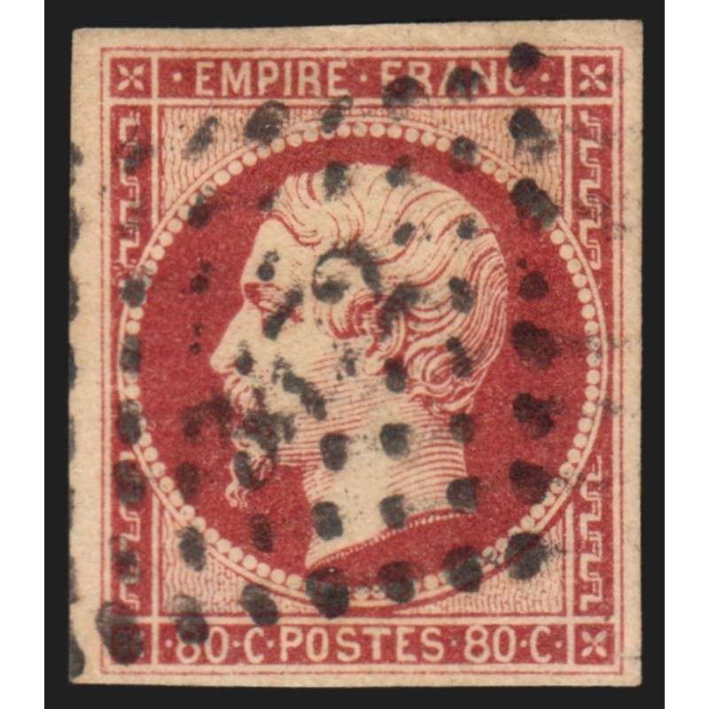 n°17A, Napoléon non-dentelé, 80c carmin, oblitéré Petits Chiffres - TB D'ASPECT