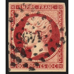 n°17A, Napoléon non-dentelé, 80c carmin, oblitéré PC 1495 Le Havre - TB