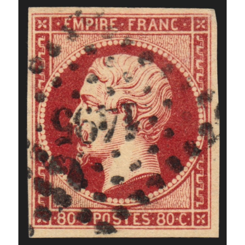 n°17A, Napoléon non-dentelé, 80c carmin, oblitéré PC 1495 Le Havre - TB