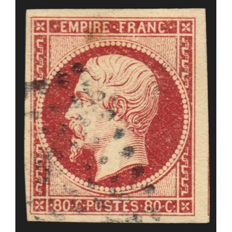 n°17A, Napoléon non-dentelé, 80c carmin, oblitéré, signé COTIN - TB