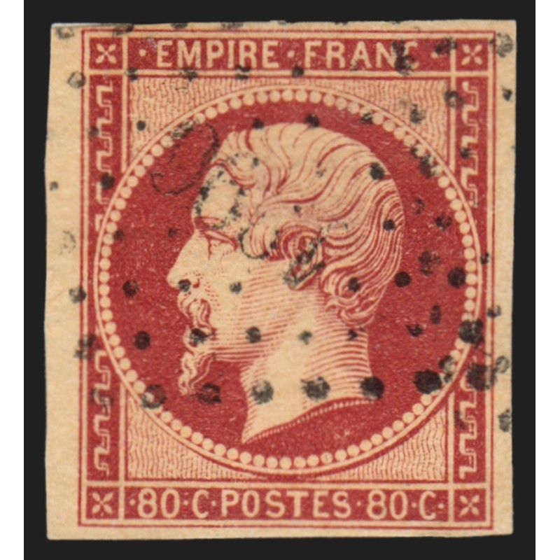 n°17A, Napoléon non-dentelé, 80c carmin, oblitéré - TB D'ASPECT