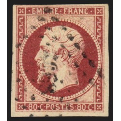 n°17Al, Napoléon non-dentelé, 80c CARMIN-FONCÉ, oblitéré - TB