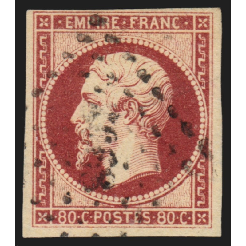 n°17Al, Napoléon non-dentelé, 80c CARMIN-FONCÉ, oblitéré - TB