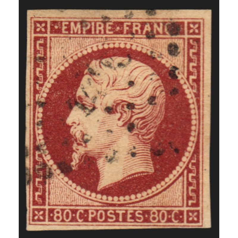 n°17Al, Napoléon non-dentelé, 80c CARMIN-FONCÉ, oblitéré - TB D'ASPECT