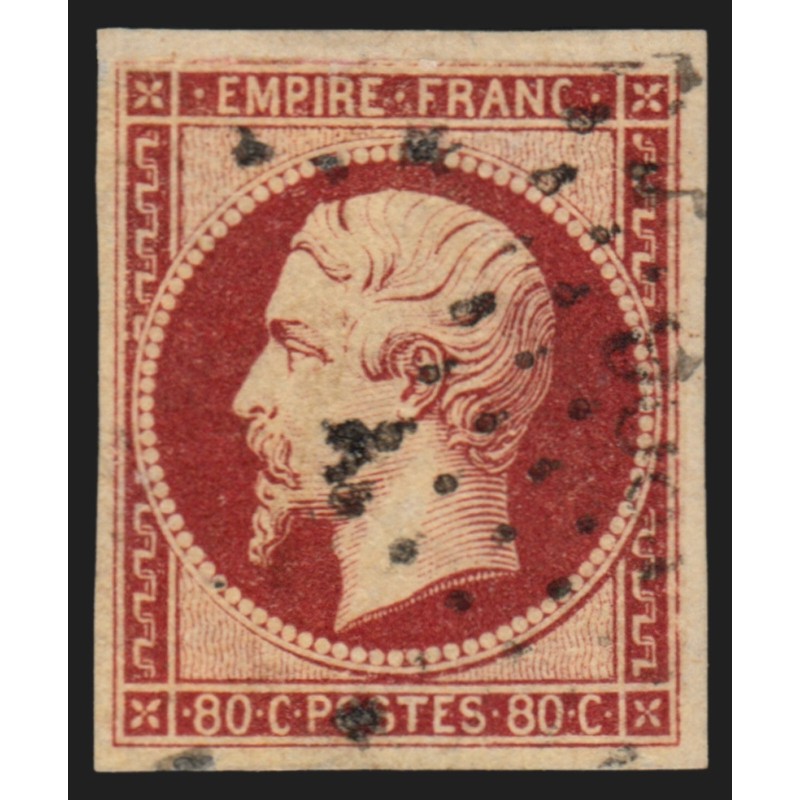 n°17Al, Napoléon non-dentelé, 80c CARMIN-FONCÉ, oblitéré - B/TB