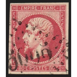n°17B, Napoléon non-dentelé, 80c rose, oblitéré GC 5005 ALGER Algérie - TB