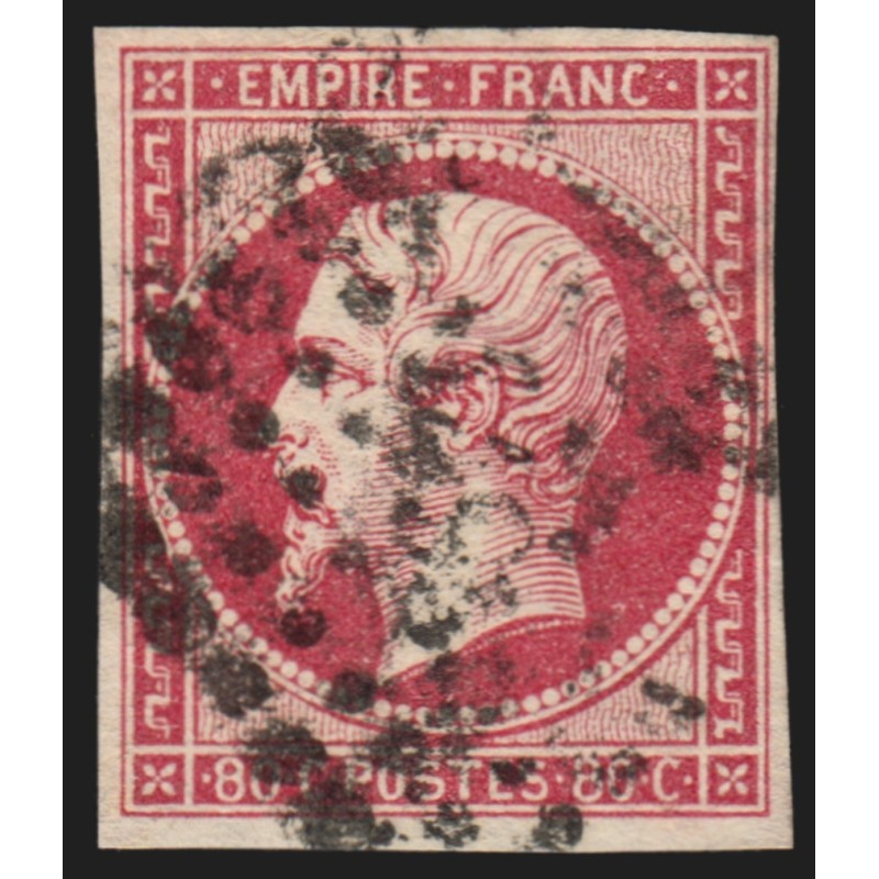 n°17B, Napoléon non-dentelé, 80c ROSE-FONCÉ, oblitéré - TB