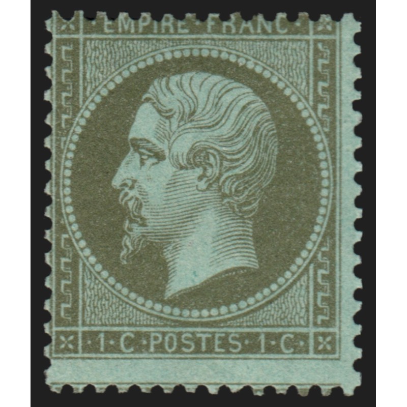 n°19, Napoléon dentelé, 1c vert-olive, neuf * avec trace de charnière - B/TB