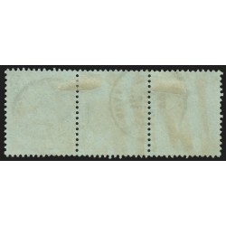 n°19a, bande de trois, Napoléon dentelé, 1c vert-bronze, oblitéré càd Lyon - TB