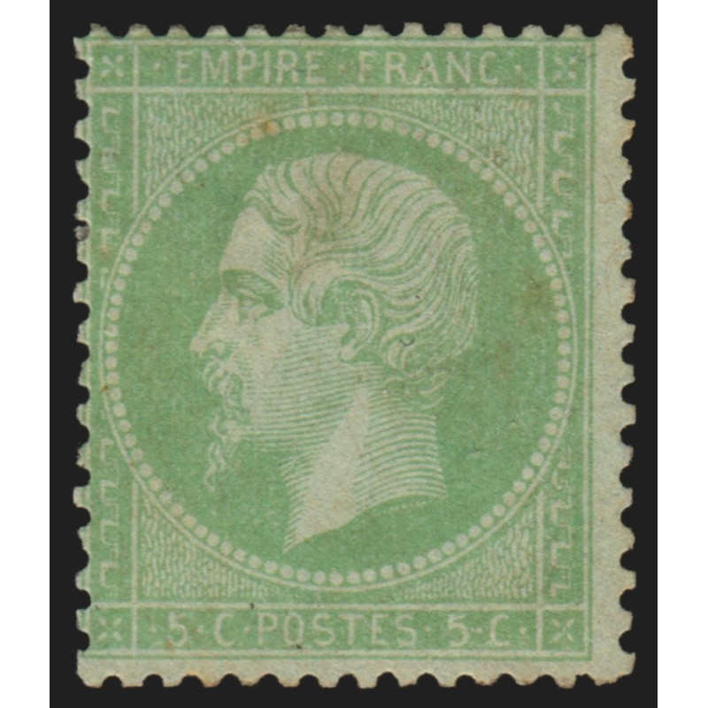 n°20c, Napoléon dentelé, 5c vert-clair, neuf * avec charnière, signé CALVES