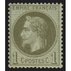 n°25, Napoléon Lauré, 1c vert-bronze, neuf * légère trace de charnière - TB