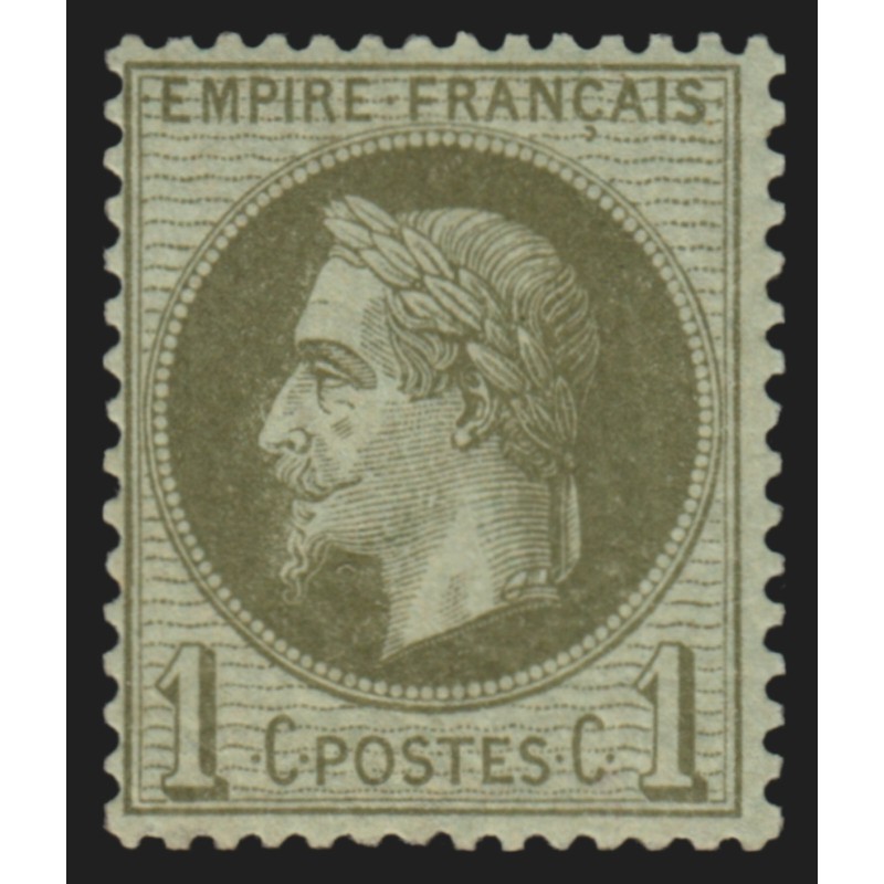n°25, Napoléon Lauré, 1c vert-bronze, neuf * légère trace de charnière - TB