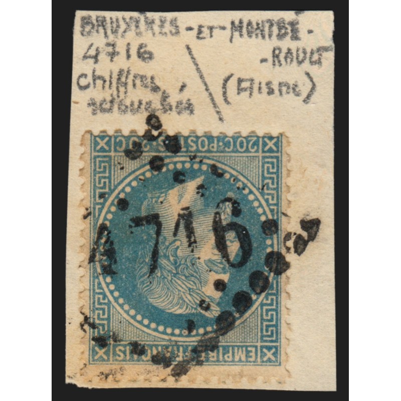 n°29B, oblitéré GC 4716 BRUYERES-ET-MONTBERAULT chiffres 4 et 7 refaits - TB