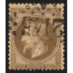 n°30h, variété "fond ligné", Napoléon Lauré, 30c brun, oblitéré - TB D'ASPECT