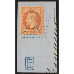 n°31, Napoléon Lauré, 40c orange, oblitéré Ancre maritime BLEUE sur fragment