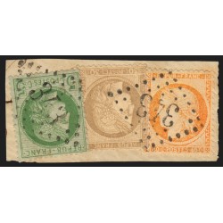 n°38d, variété 4 retouchés, + 53 + 56, oblitérés GC 343 LA BASTIDE-MURAT