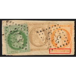 n°38d, variété 4 retouchés, + 53 + 56, oblitérés GC 343 LA BASTIDE-MURAT