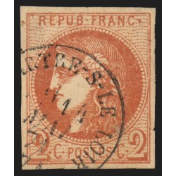 n°40B, 2c brun-rouge, oblitéré càd LA CHARTRE-SUR-LE-LOIR, signé CALVES - B/TB