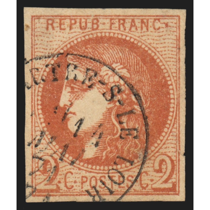 n°40B, 2c brun-rouge, oblitéré càd LA CHARTRE-SUR-LE-LOIR, signé CALVES - B/TB