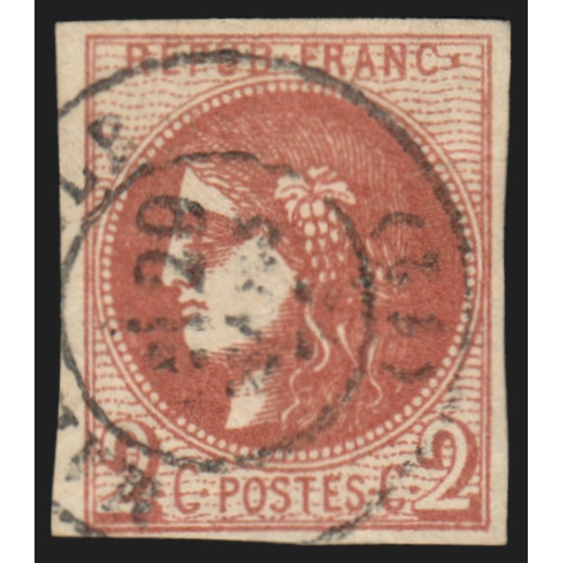 n°40Bd, Bordeaux, 2c BRUN-ROUGE-FONCÉ, oblitéré, signé CALVES - TB D'ASPECT