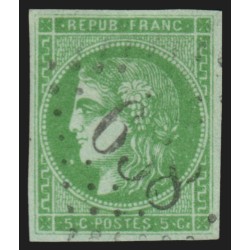 n°42B, Cérès Bordeaux, 5c vert-jaune, oblitéré losange Gros Chiffres - TB