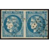 n°46B, paire avec une variété sur chaque timbre, Bordeaux 20c bleu - TTB