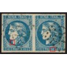 n°46B, paire avec une variété sur chaque timbre, Bordeaux 20c bleu - TTB