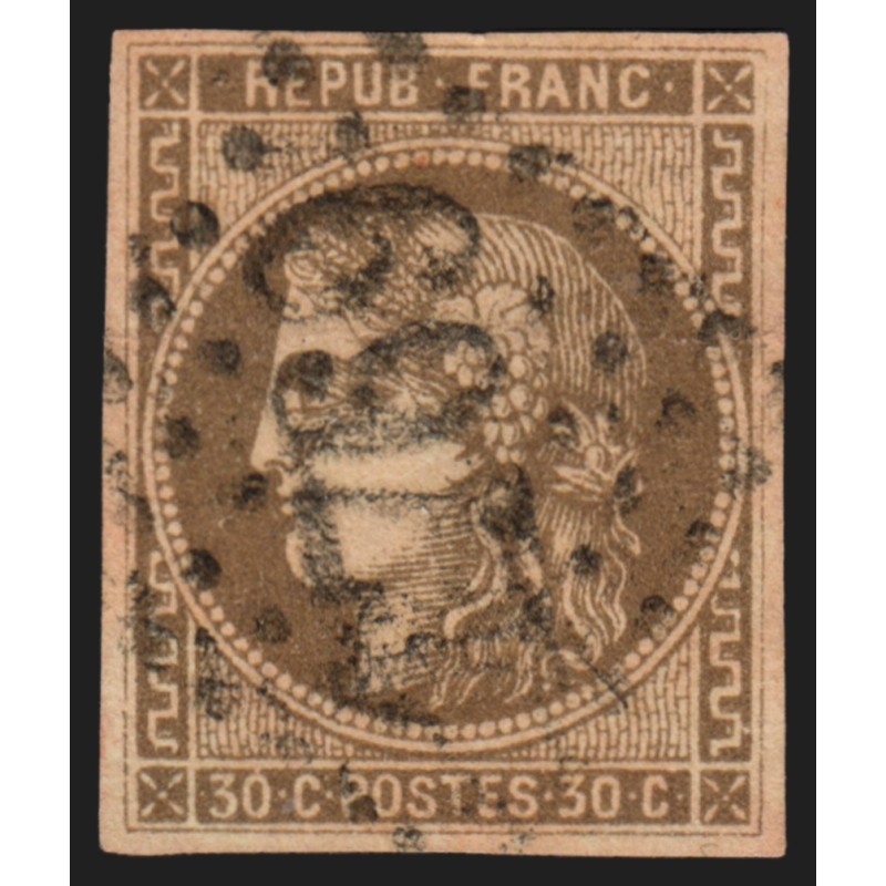 n°47, Cérès Bordeaux, 30c brun, oblitéré, signé CALVES - B/TB