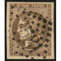 n°47, Cérès Bordeaux, 30c brun, oblitéré, signé CALVES - TB D'ASPECT