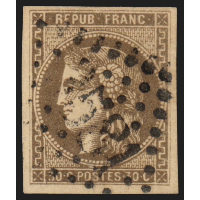 n°47, Cérès Bordeaux, 30c brun, oblitéré, signé CALVES - TB D'ASPECT