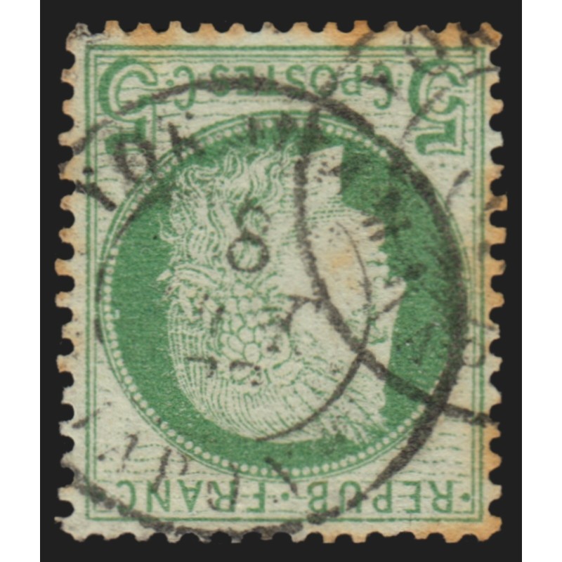 n°53, Cérès 5c vert-jaune, oblitéré càd YOKOHAMA Bureau Français au Japon