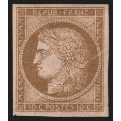 n°58b, non-dentelé, Cérès 10c brun sur rose, neuf * légère trace de ch. - B/TB
