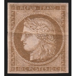 n°58b, non-dentelé, Cérès 10c brun sur rose, neuf * , BEAU D'ASPECT