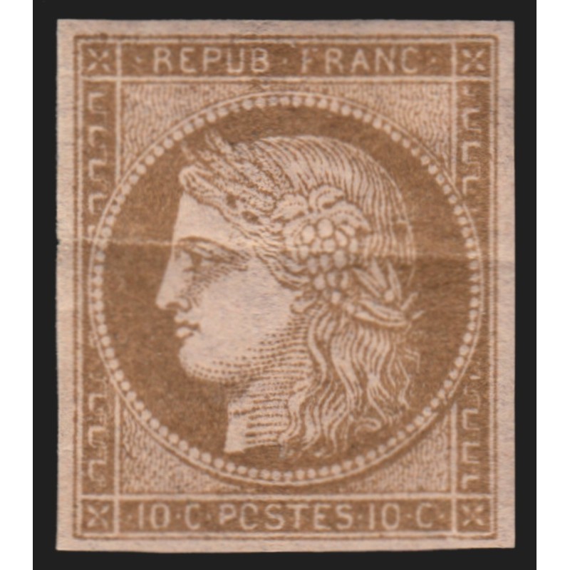 n°58b, non-dentelé, Cérès 10c brun sur rose, neuf * , BEAU D'ASPECT