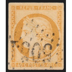 n°48h, Cérès Bordeaux, 40c JAUNE-ORANGE, oblitéré GC 5051 ORAN Algérie - B/TB