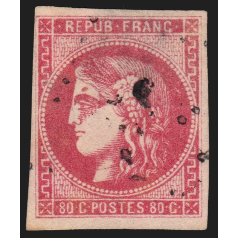 n°49, Cérès Bordeaux, 80c rose, oblitéré losange - B/TB