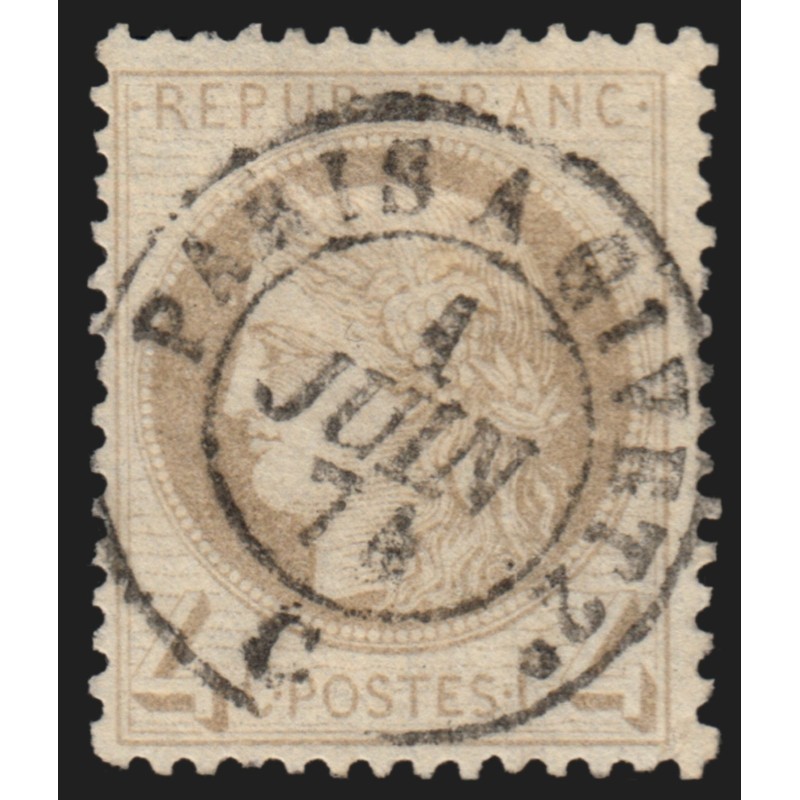 n°52, Cérès 4c gris, oblitéré càd ambulant PARIS A GIVET 2° - TB