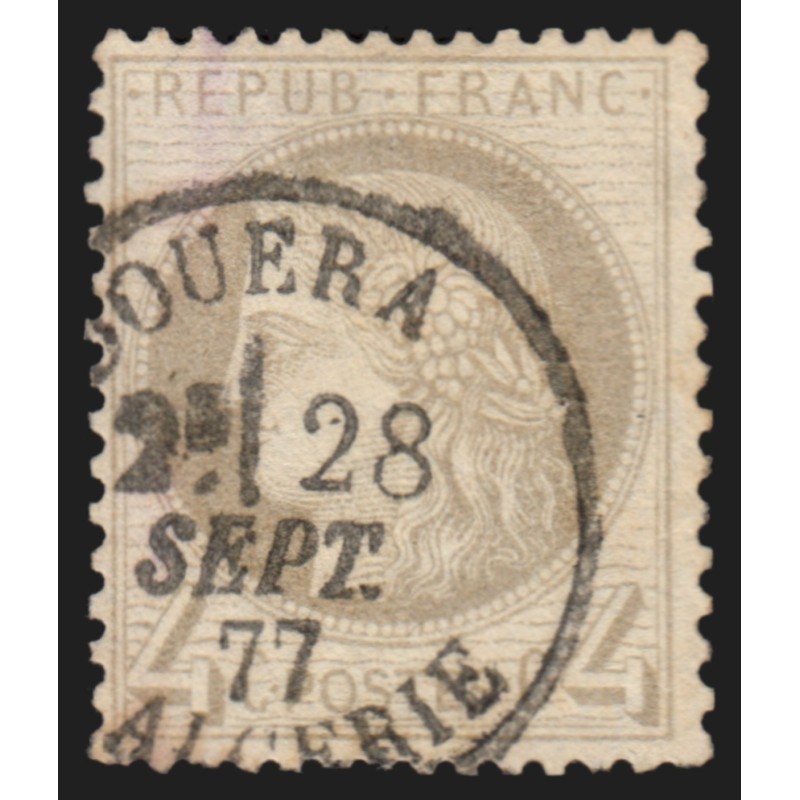 n°52, Cérès 4c gris, oblitéré càd DOUERA Algérie, indice 15 - TB