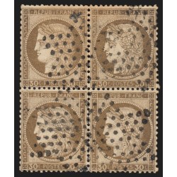 n°56, bloc de quatre, Cérès 30c brun, oblitéré étoile de Paris - TB