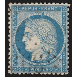 n°60A, variété "anneau-lune", Cérès 25c bleu, Type I, oblitéré - SUPERBE