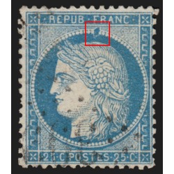 n°60A, variété "anneau-lune", Cérès 25c bleu, Type I, oblitéré - SUPERBE