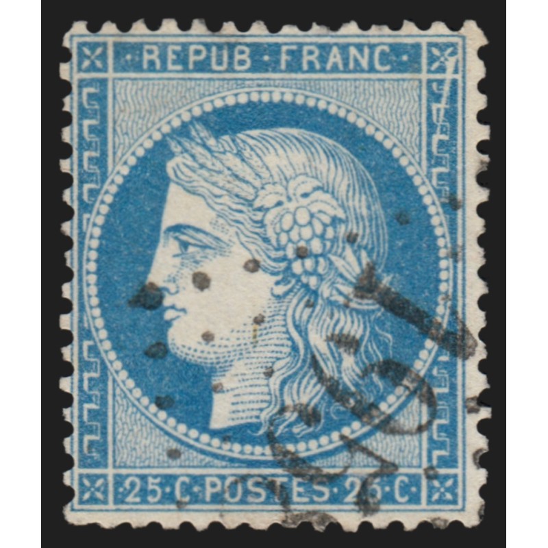 n°60A, variété "griffe blanche/cassure", Cérès 25c bleu, Type I - SUPERBE