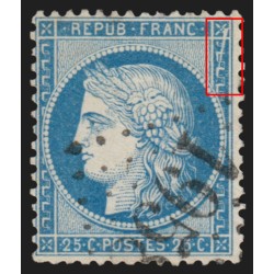 n°60A, variété "griffe blanche/cassure", Cérès 25c bleu, Type I - SUPERBE