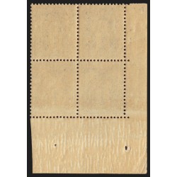 n°83, bloc de 4 coin de feuille, Sage 1c noir sur azuré, neuf ** - B/TB