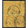 n°92, bloc de 4, Sage 25c bistre sur jaune, oblitéré càd NEVERS - TB