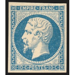 n°13, Napoléon III Empire, 10c bleu, essai sur papier-carton, neuf (*) - TB